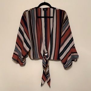 Striped tie front top